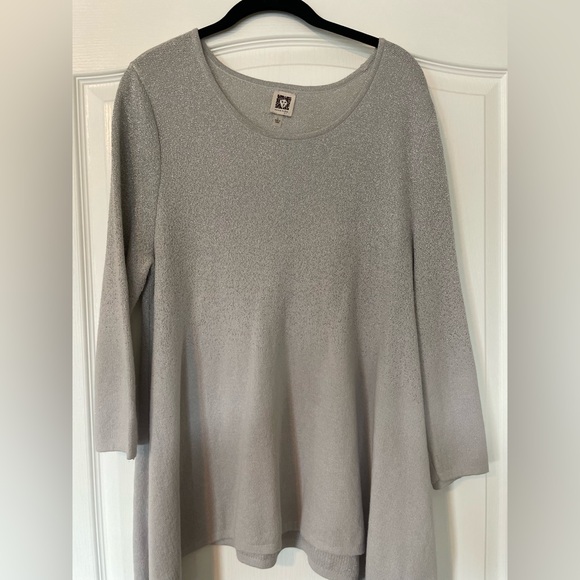 Anne Klein Sparkling Silver Knit Top - Picture 1 of 8